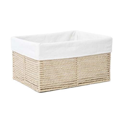GYASVWU Hand-Woven Paper Rope Storage Baskets,Rectangular Wicker Baskets for Organizing,Decorative Woven Basket for Storage,Shelf Basket for Living Room,Storage Baskets for Pantry (Beige - Large) - color: Beige - Large