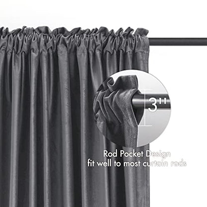MIULEE Grey Blackout Velvet Curtains Drapes 72 Inch Long 52"x72" Bedroom - color: Grey, size: 52"W x 72"L (Pack of 2)
