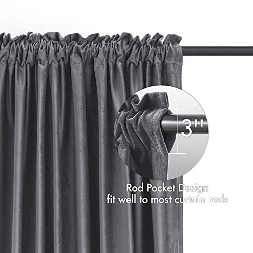 MIULEE Grey Blackout Velvet Curtains Drapes 72 Inch Long 52"x72" Bedroom - color: Grey, size: 52"W x 72"L (Pack of 2)