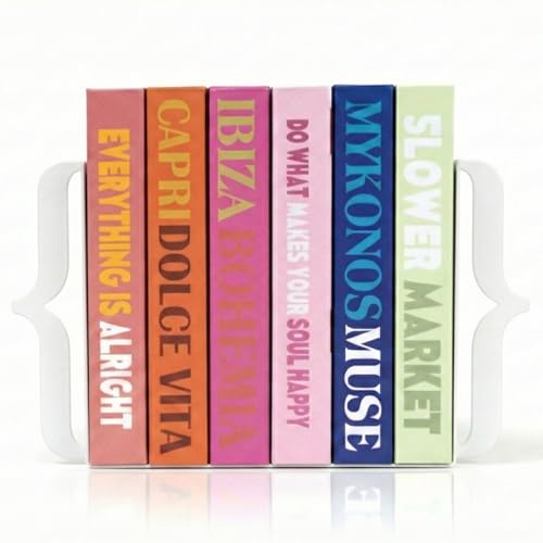 Decorative Bookends for Shelves, Bracket Shaped, White