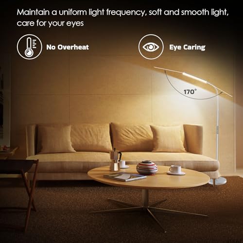 Dimunt LED Floor Lamp, Stepless Adjustable 3000K-6000K Colors, Silver - color: Silver