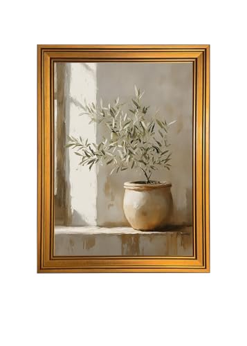 Vintage Gold Framed Olive Tree Wall Art,12x16in - color: Plants, size: 12"x16"