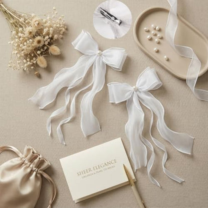 White Lace Bow Curtain Tiebacks 6-Pack, Vine Floral Curtain Holdbacks - color: Sheer White