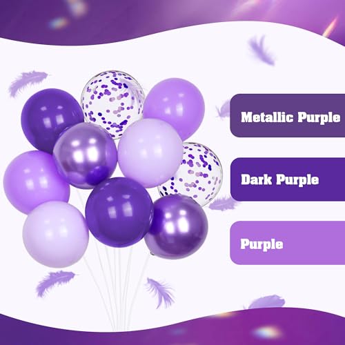 60pcs Purple Balloons 12inch with Metallic Pastel Dark Purple Balloons - color: Dark Purple