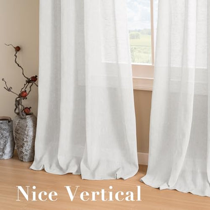 H.VERSAILTEX White Linen Sheer Curtains 54" 2 Panels Grommet - color: White, size: 52"W x 54"L (Pack of 2)