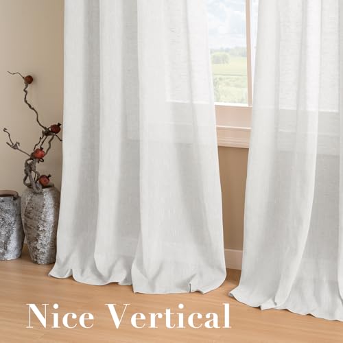 H.VERSAILTEX White Linen Sheer Curtains 108" 2 Panels Grommet - color: White, size: 52"W x 108"L (Pack of 2)