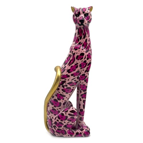 Colorful Leopard Statue Art Figurine Sculpture Collectible Gifts for Leopard Lover Office Home Decor Desk Accessories Decoration Garden Figurines Outdoor Decor (Color B)