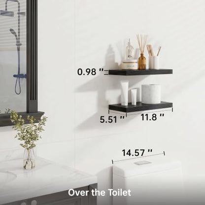 Floating Wall Shelves, Black, 11.8", Small Wall Shelves, Set of 2 - color: Black, size: 11.8''(Thinner)