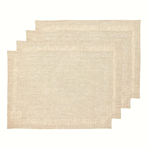 Solino Home 100% 순수 리넨 플레이스 매트 샴페인 베이지, 35.6 x 48.3cm(14 x 19인치), 4개 세트 - color: 02: 샴페인 베이지, size: 14" X 19" (Set of 4)