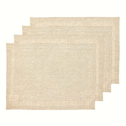 Solino Home 100% 순수 리넨 플레이스 매트 샴페인 베이지, 35.6 x 48.3cm(14 x 19인치), 4개 세트 - color: 02: 샴페인 베이지, size: 14" X 19" (Set of 4)