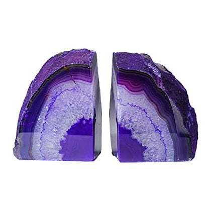 AMOYSTONE Purple Agate Bookends Book Stoppers for Living Room Shelves - color: Purple, size: 6-7 Pounds