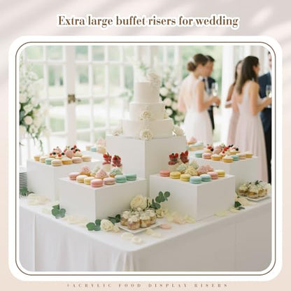 Leinuosen 7 Pcs Extra Large Acrylic Buffet Risers, 8-14" Square, White - color: White, size: 8" to 14", style: Square