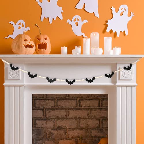 DAZONGE Halloween Wood Felt Bat Garland for Halloween Decorations Indoor - color: Bat