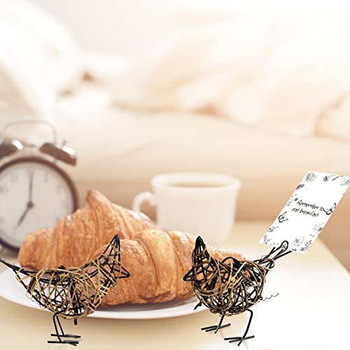 2pc Rattan Bird Statue Set - Memo Clip Wicker Farmhouse Figurines - color: Coffee2