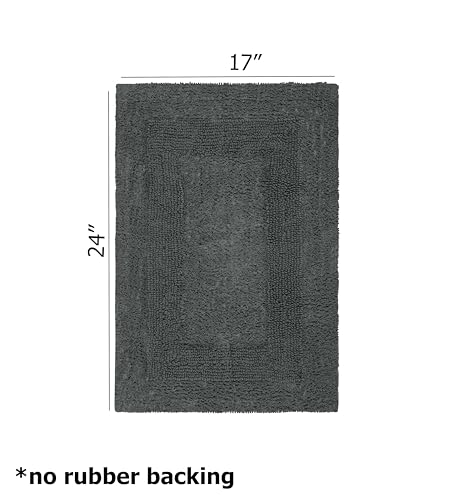 COTTON CRAFT 2 Pack Reversible Bath Mat Rug - Plush -17x24- Charcoal Grey - color: Charcoal, size: 17x24 Inches