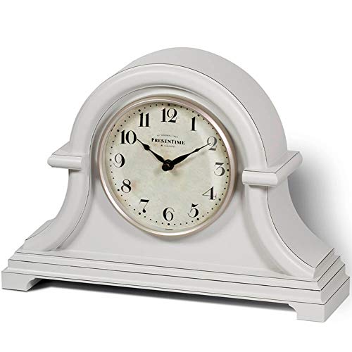 Presentime Vintage Farmhouse Mantel Clock, Napoleon Desk Clock - color: Grey Cream
