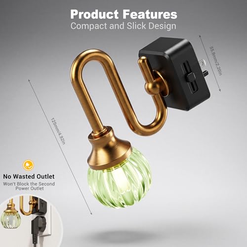 JandCase Night Light, Night Lights Plug into Wall Green Tulip 2 Pack - color: Green Tulip
