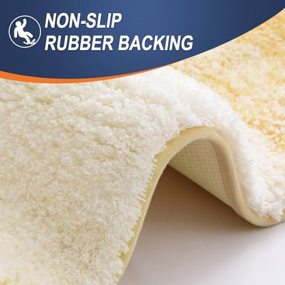OLANLY Small Bathroom Rugs 24x16, Extra Soft Absorbent Microfiber Bath Rugs - color: Light Yellow, size: 24" X 16"