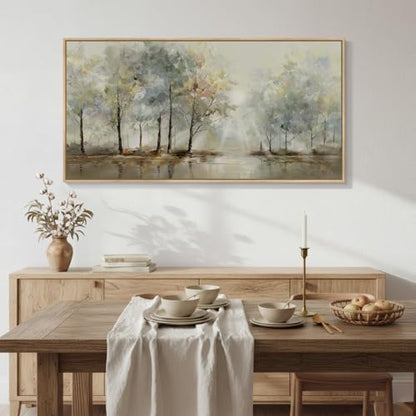 Large Framed Modern Nature Landscape Wall Art for Living Room, 60x30 Inch - color: Yellow and Brown