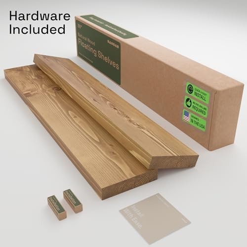 Natural Wood Floating Shelves for Wall 36 Inches Long, Oak Wooden Shelf - color: Gold Oak, size: 36 Inch