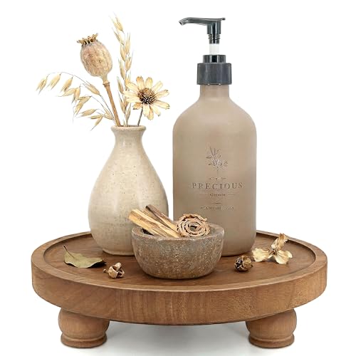 EOSAHR Wood Display Riser: Pedestal Stand for Rustic Kitchen Decor, Brown - color: Brown