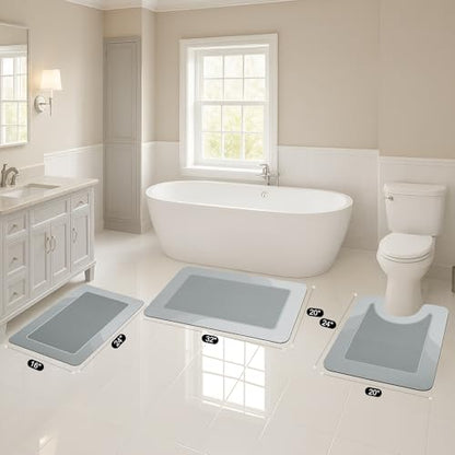 ArtyCozy Soft Bath Mat 3Piece,16" × 24" Plus 20" × 32" Plus 20'' × 24''Grey - color: Grey, size: 16'' × 24'' + 20'' × 32'' + 20'' × 24''