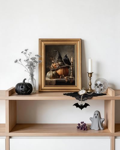VIYYIEA Halloween Canvas Wall Art, Dark Academia Framed Artwork 10 x 8 Inch - color: Witch Hat, size: 10"L x 8"W