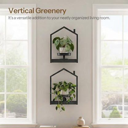 HOOBRO Metal Floating Shelves 2 Pack,Wall Plant Holder Shelf