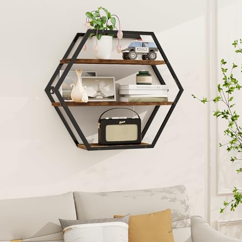 Hexagon Shelves for Wall, Decorative Hexagon Floating Shelves - size: Hexagon