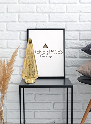 Serene Spaces Living Gold Glass Christmas Tree, Decorative Xmas Tree Sculpture, Holiday Decoration Figurine, Tabletop, Mantel Decor, Small, 6" Diameter & 14.75" Tall - size: Small