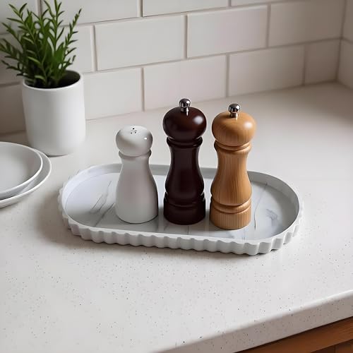 Silicone Vanity Tray Organizer 12"x5.3" White Marble Pattern - color: Marble White