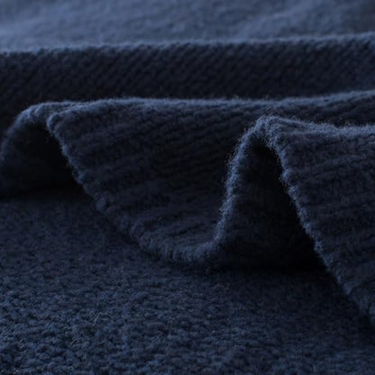 Carriediosa Wool Blend Knit Throw Blanket 50% Recycled Poly 50x60 Navy - color: Indigo Blue, size: 50" X 60"