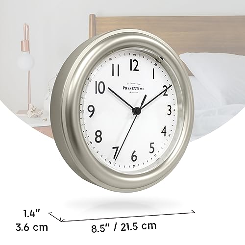 Presentime 8.5" Modern Farmhouse Essential Wall Clock - color: Morning Silver