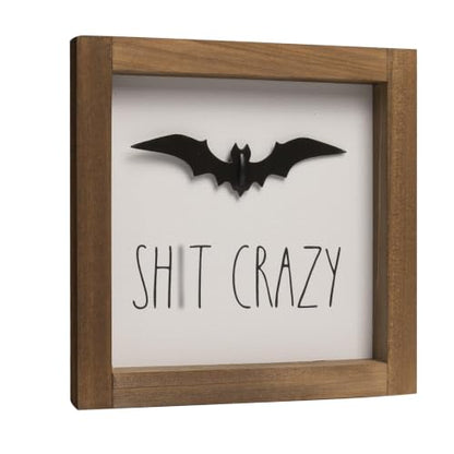 Halloween Sign with 3D Bat, Bathroom Wall Table Shelf Decor - color: white-2