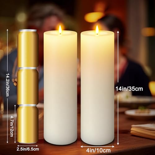 14"×4" Large Outdoor Flameless LED Candles, IP45 Waterproof, White 2 Pack - color: White, size: 14 X 4in-2Pack