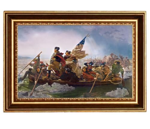 ELITEART- Washington Crossing the Delaware By Emanuel Gottlieb Leutze Oil Painting Reproduction Giclee Wall Art Canvas Prints-Framed Size:29" x 41 1/2" - color: Framed(SF801), size: 41.5"L x 29"W