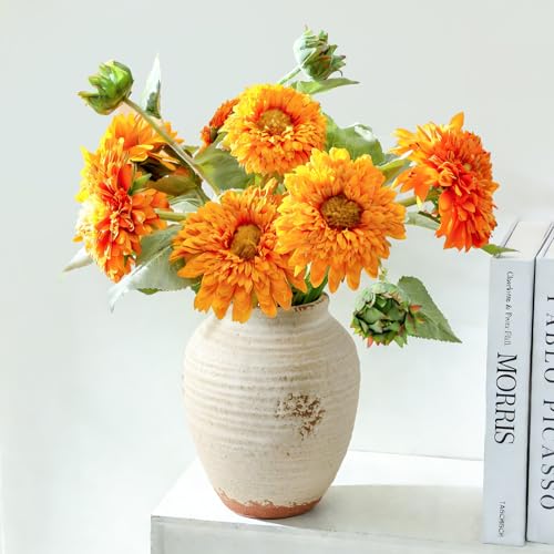 Ceramic Decorative Vase, 7.4 Inch Rustic Farmhouse Flower Vase - color: 205-3-7.4in