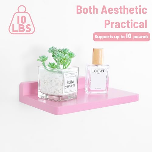 Small Floating Shelves for Wall,5 x 8.5 Inch,Set of 3,Pink - color: Pink