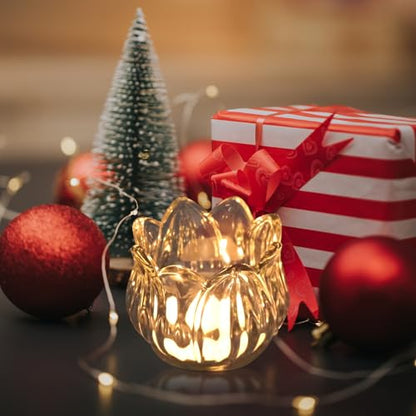 Tulip Votive Candle Holders Set of 12, Glass, Clear - color: Clear - Set of 12