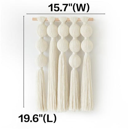 Jakalin Macrame Wall Hanging Boho Tassel White Fiber Wall Art 19.6"x15.7" - color: Ivory
