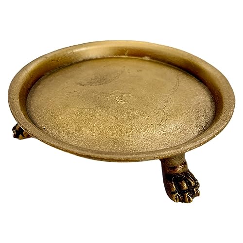 Hapton House 100% Solid Brass Clawfoot Dish - Pedestal Dish - 4.6 in - Candle Dish - Candle Holder - Candle Stand - Jewelry Dish - Jewelry Holder - Perfect for Wax Candles, Jewelry, Rings, Trinkets
