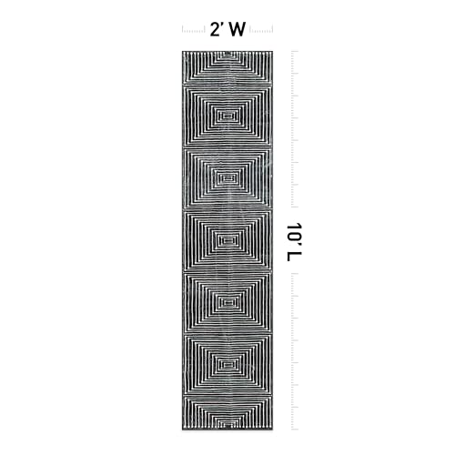 Rugshop Bohemian Stripes Non-Slip Washable Runner Rug Black 2' x 10' - color: Black, size: 2' x 10' (Rectangular)