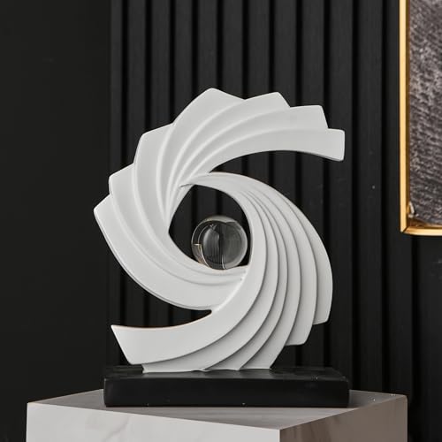 Abstract Art Statue,Modern Gold Minimalist Decoration,Geometric Abstract Sculpture,Decoraciones para Sala Bedroom Office Coffee Tabletop Centerpiece Decoration Resin Collectibles (White) - color: White