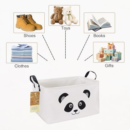 Rectangle Foldable Storage Basket Handles For Home, Panda - color: Rectangle Panda