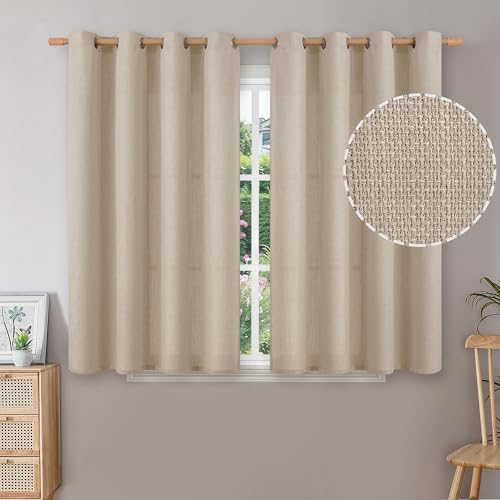 BGment Short Oatmeal Curtains for Bedroom, 54 Inches Long 2 Panels - color: Oatmeal, size: 52"W x 54"L (Pack of 2)