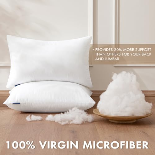 MIULEE Set of 2 Throw Pillow Inserts 12x20 Inch with 100% Virgin Filling - size: 12x20