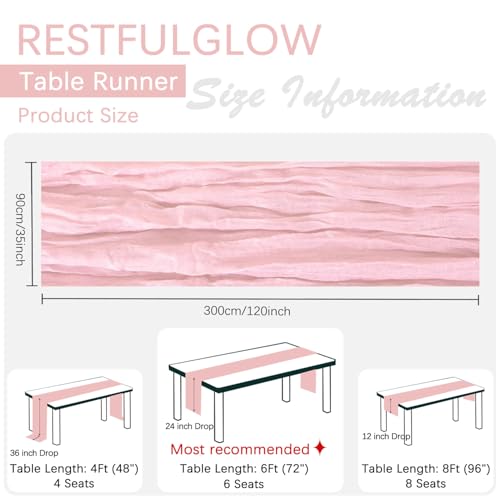 6 Pack Pink Cheesecloth Table Runner 35 x 120 Inch - color: Pink, size: 6 Pcs - 10 Ft