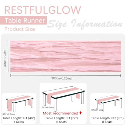 12 Pack Pink Cheesecloth Table Runner 35 x 120 Inch - color: Pink, size: 12 Pcs - 10 Ft