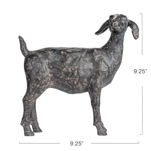 Creative Co-Op Resin Standing Goat Accent Décor with Cast Iron Finish, Black - size: 9-1/4"L x 3"W x 9-1/4"H