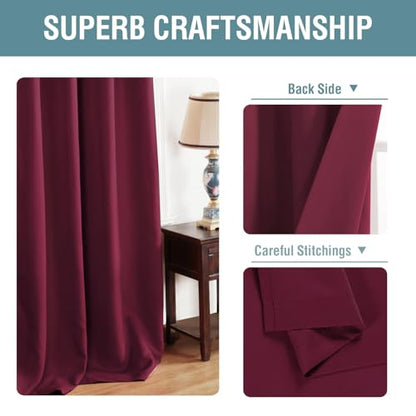 H.VERSAILTEX Blackout Curtains for Christmas Small Window Kitchen Blackout Curtains 45 inch Length Energy Saving Solid Grommet Blackout Drape, One Panel, Burgundy Red, 52" W x 45" L - color: Burgundy Red, size: 52"W x 45"L (Pack of 1)
